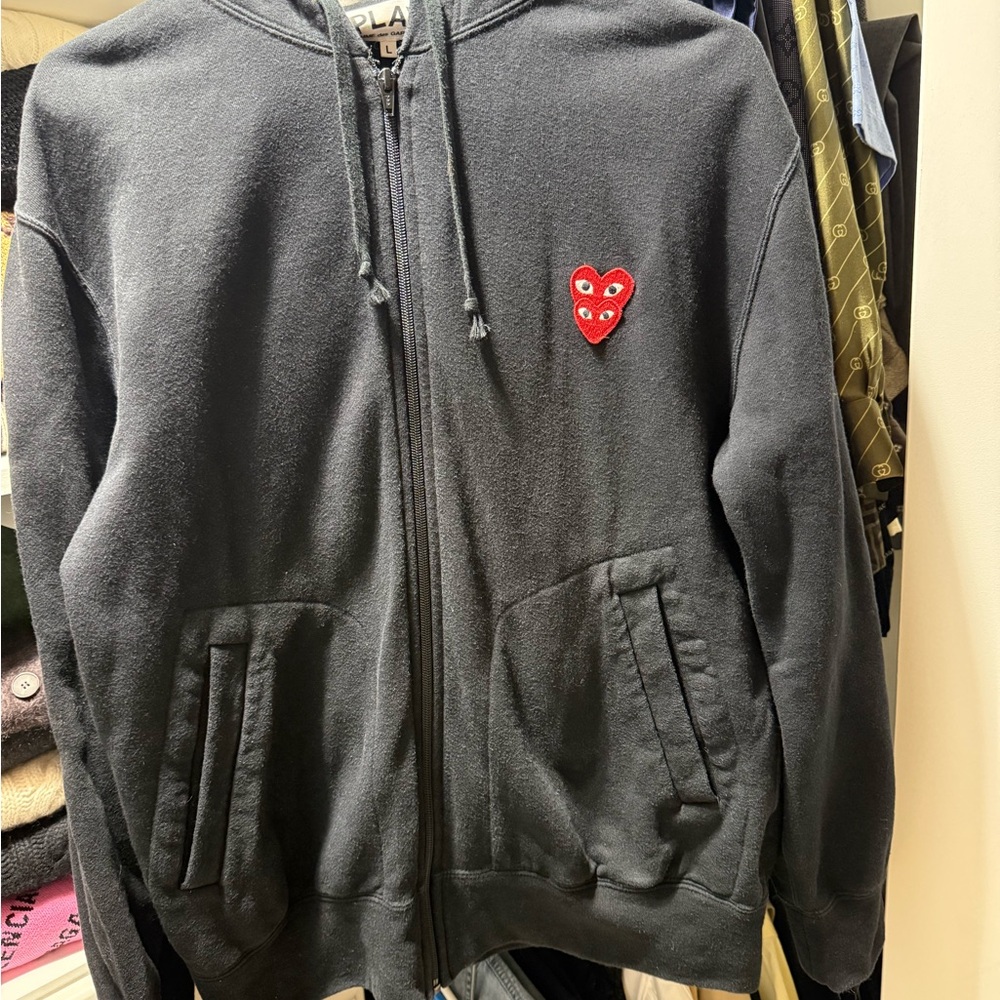 Comme des Garcons Black Hooded full zip sweatshirt SZ L